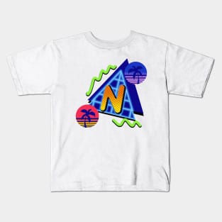 initial Letter N - 80s Synth Kids T-Shirt